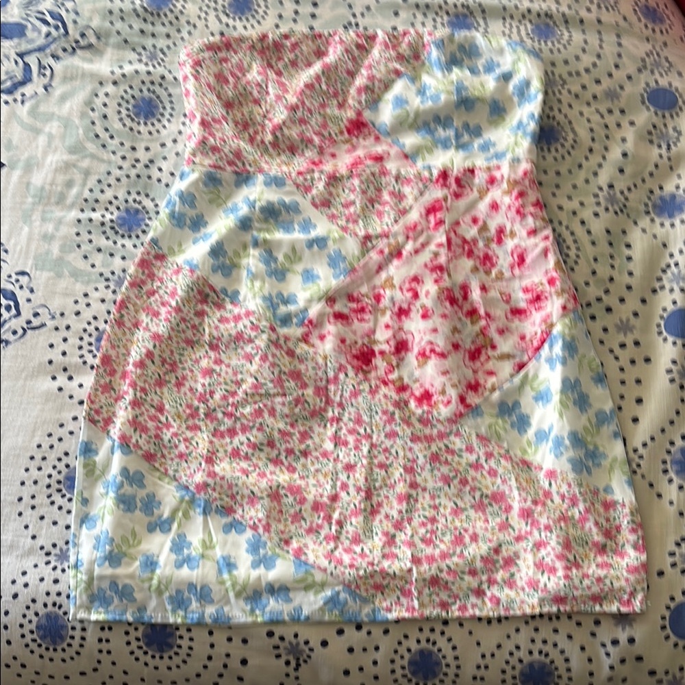 Hello Molly Strapless Floral Patchwork Dress - image 1